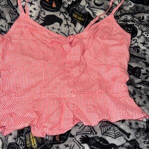 Red gingham rockabilly top